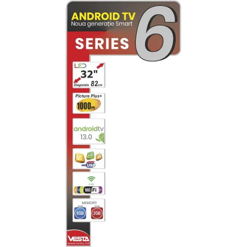 LED TV Vesta LD32L6205 HD DVB-T/T2/C/Ci+ AndroidTV 13