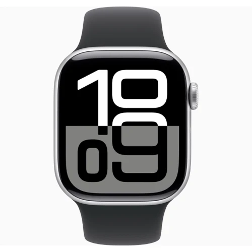 Apple Watch 10 Aluminum GPS Silver Sport Band Black 42 mm