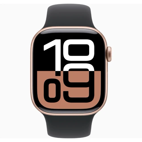 Apple Watch 10 Aluminum GPS Rose Gold Sport Band Black 46 mm