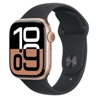 Apple Watch 10 Aluminum GPS Rose Gold Sport Band Black 46 mm