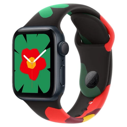 Apple Watch SE 2024 Midnight GPS Sport Band Unity Bloom 44 mm