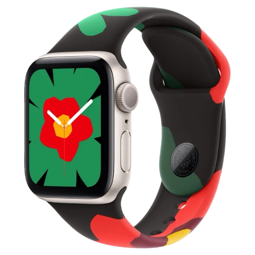 Apple Watch SE 2024 Starlight GPS Sport Band Unity Bloom 44 mm