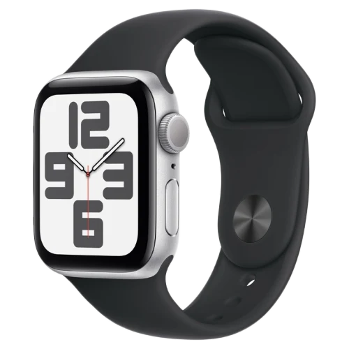 Apple Watch SE 2024 Silver GPS Sport Band Black 40 mm