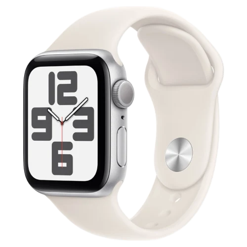 Apple Watch SE 2024 Silver GPS Sport Band Starlight 44 mm