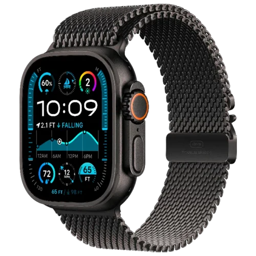Apple Watch Ultra 2 Black Titanium Milanese Loop Black