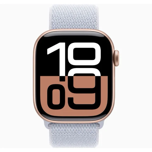 Apple Watch 10 Aluminum GPS Rose Gold Textile Sport Loop Blue Cloud 46 mm