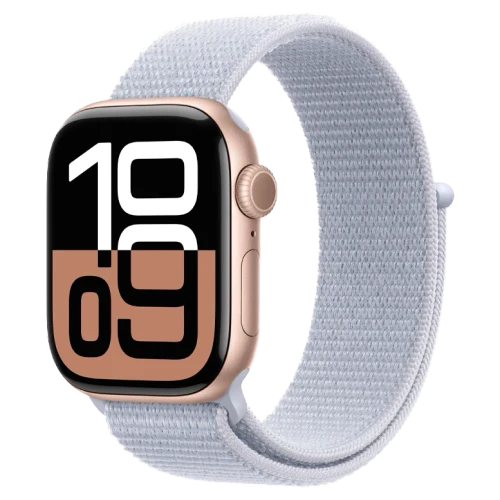 Apple Watch 10 Aluminum GPS Rose Gold Textile Sport Loop Blue Cloud 46 mm