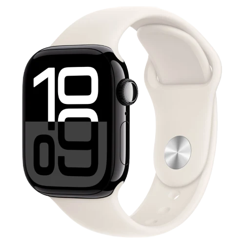 Apple Watch 10 Aluminum GPS Jet Black Sport Band Starlight 46 mm