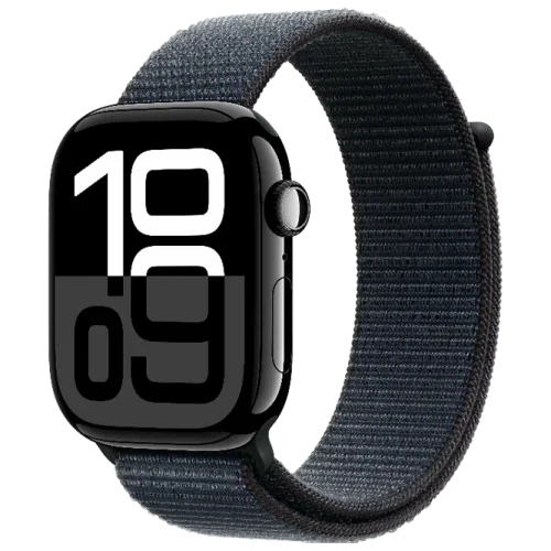 Apple Watch 10 Aluminum GPS Jet Black Textile Sport Loop Ink 46 mm