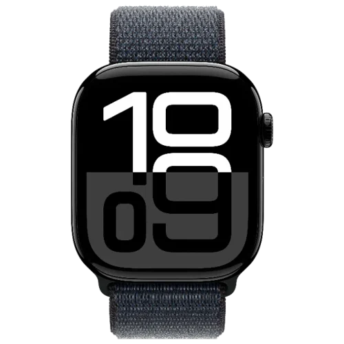 Apple Watch 10 Aluminum GPS Jet Black Textile Sport Loop Ink 46 mm