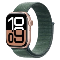 Apple Watch 10 Aluminum GPS Rose Gold Textile Sport Loop Lake Green 46 mm