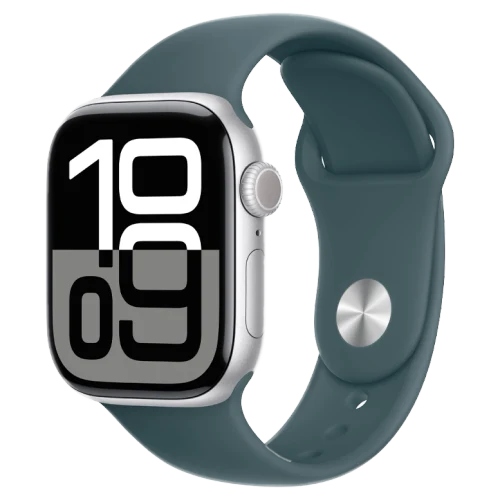 Apple Watch 10 Aluminum GPS Silver Sport Band Lake Green 46 mm