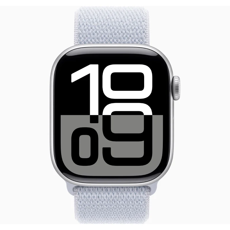 Apple Watch 10 Aluminum GPS Silver Textile Sport Loop Blue Cloud 42 mm 4