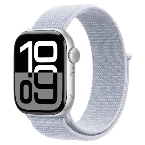Apple Watch 10 Aluminum GPS Silver Textile Sport Loop Blue Cloud 46 mm