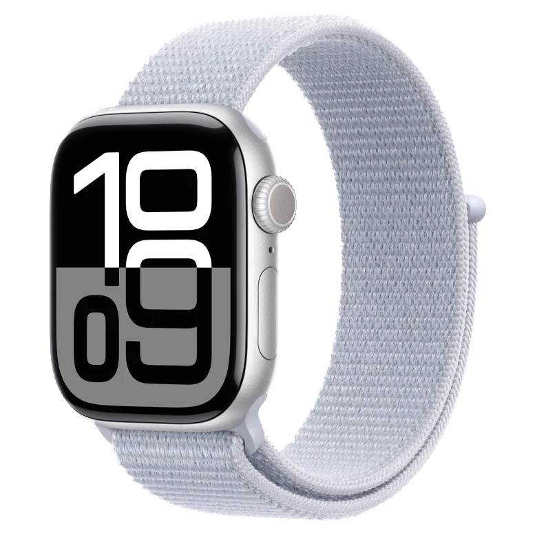 Apple Watch 10 Aluminum GPS Silver Textile Sport Loop Blue Cloud 46 mm 2