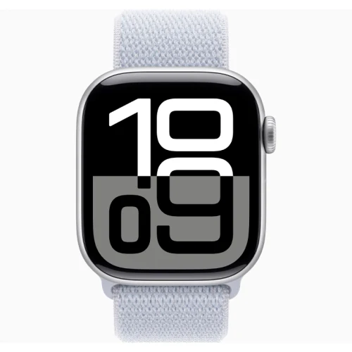 Apple Watch 10 Aluminum GPS Silver Textile Sport Loop Blue Cloud 46 mm