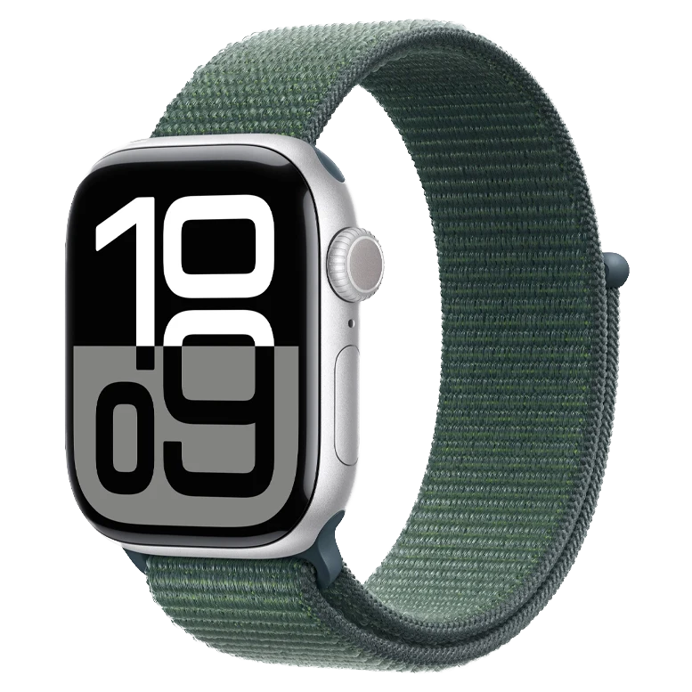 Apple Watch 10 Aluminum GPS Silver Textile Sport Loop Lake Green 42 mm 2