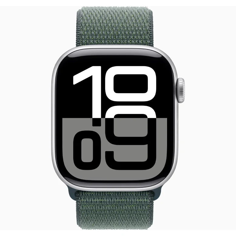 Apple Watch 10 Aluminum GPS Silver Textile Sport Loop Lake Green 42 mm 3