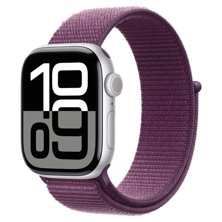 Apple Watch 10 Aluminum GPS Silver Textile Sport Loop Plum 42 mm 2