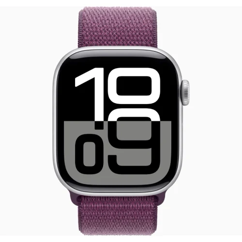 Apple Watch 10 Aluminum GPS Silver Textile Sport Loop Plum 42 mm
