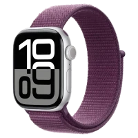 Apple Watch 10 Aluminum GPS Silver Textile Sport Loop Plum 42 mm