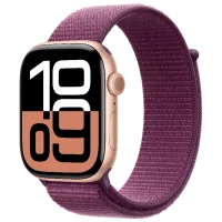 Apple Watch 10 Aluminum GPS Rose Gold Textile Sport Loop Plum 42 mm