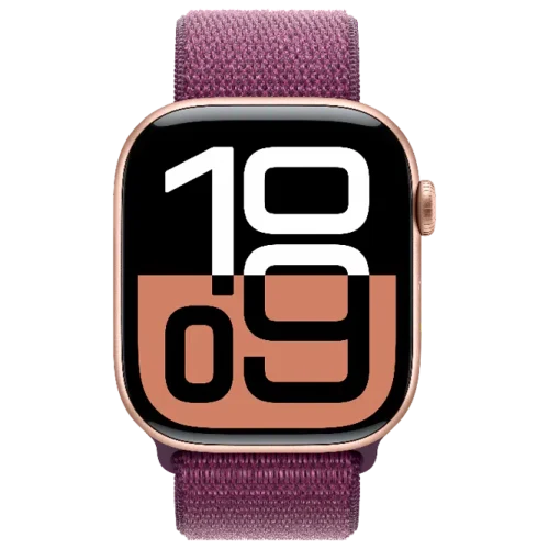 Apple Watch 10 Aluminum GPS Rose Gold Textile Sport Loop Plum 42 mm