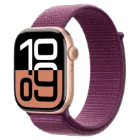 Apple Watch 10 Aluminum GPS Rose Gold Textile Sport Loop Plum 46 mm