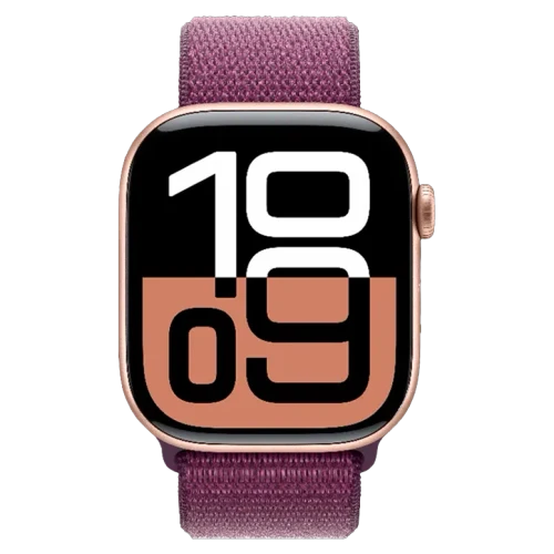 Apple Watch 10 Aluminum GPS Rose Gold Textile Sport Loop Plum 46 mm