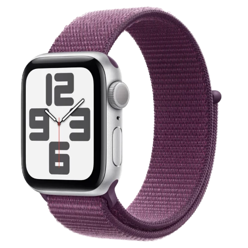 Apple Watch SE 2024 Silver GPS Textile Sport Loop Plum 40 mm