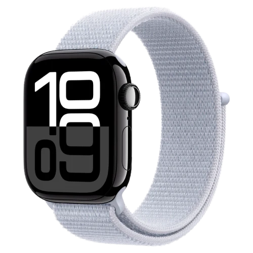Apple Watch 10 Aluminum GPS Jet Black Textile Sport Loop Blue Cloud 42 mm