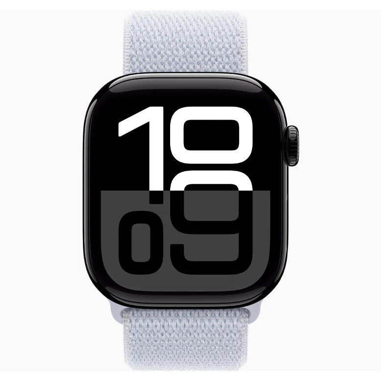 Apple Watch 10 Aluminum GPS Jet Black Textile Sport Loop Blue Cloud 42 mm 3