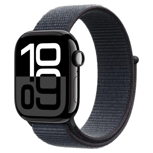 Apple Watch 10 Aluminum GPS Jet Black Textile Sport Loop Ink 42 mm