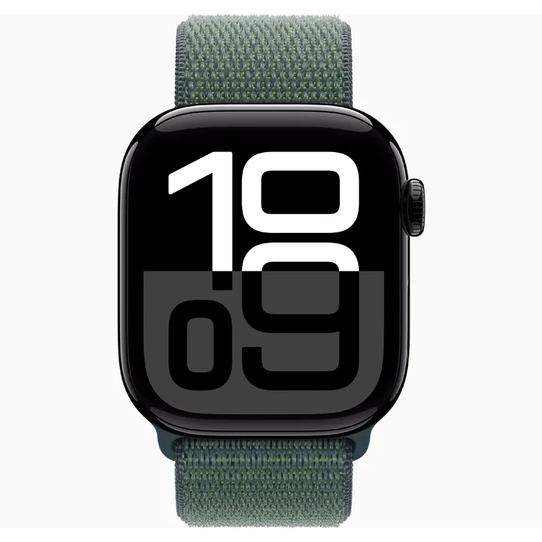 Apple Watch 10 Aluminum GPS Jet Black Textile Sport Loop Lake Green 42 mm 4