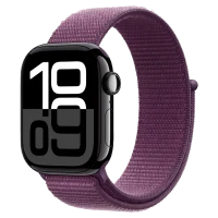 Apple Watch 10 Aluminum GPS Jet Black Textile Sport Loop Plum 42 mm