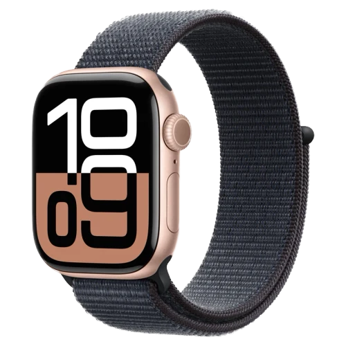 Apple Watch 10 Aluminum GPS Rose gold Textile Sport Loop Ink 42 mm