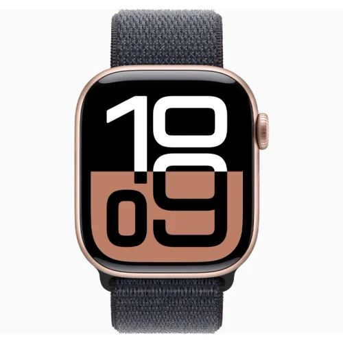 Apple Watch 10 Aluminum GPS Rose gold Textile Sport Loop Ink 42 mm