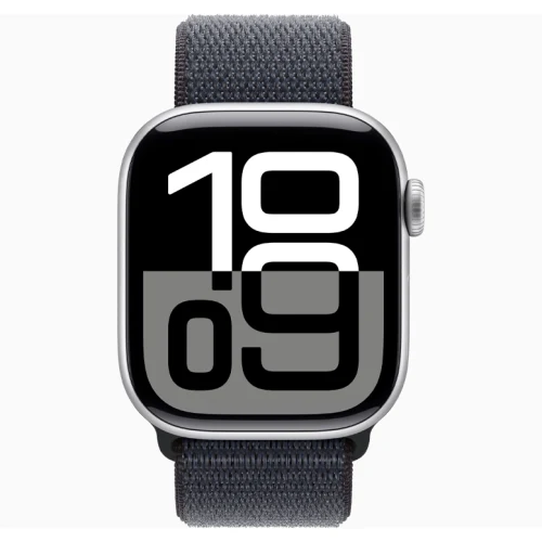 Apple Watch 10 Aluminum GPS Silver Textile Sport Loop Ink 42 mm