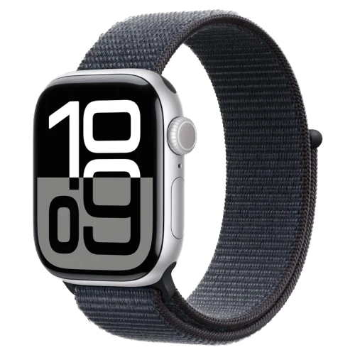 Apple Watch 10 Aluminum GPS Silver Textile Sport Loop Ink 42 mm