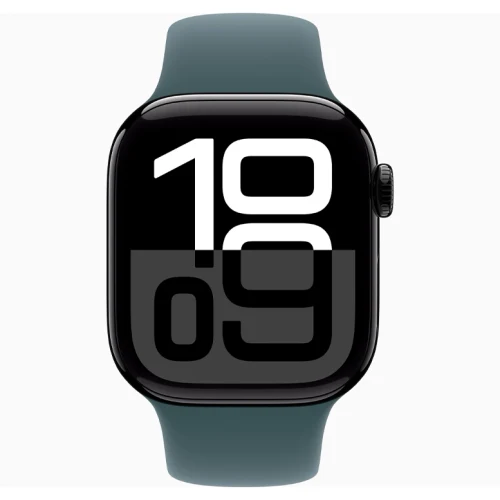 Apple Watch 10 Aluminum GPS Jet Black Sport Band Lake Green 46 mm