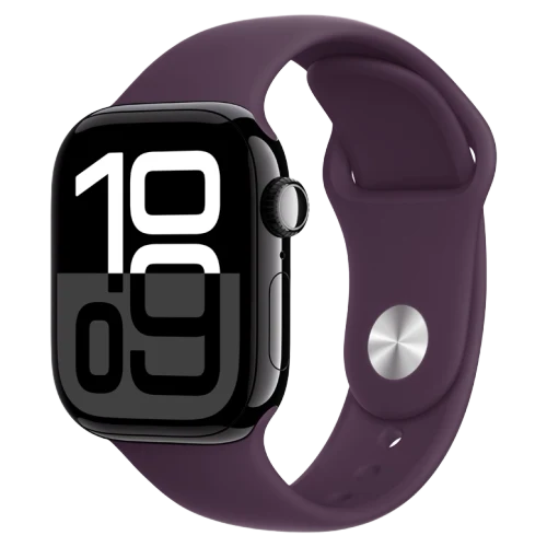 Apple Watch 10 Aluminum GPS Jet Black Sport Band Plum 42 mm