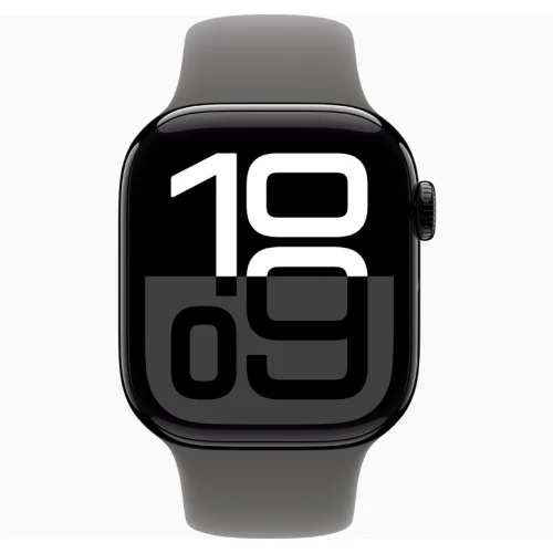 Apple Watch 10 Aluminum GPS Jet Black Sport Band Stone Gray 46 mm