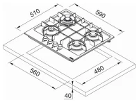 Plită incorporabilă cu gaz Franke FHSM 604 4G ON E, Negru 3