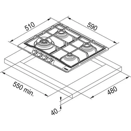 Встраиваемая поверхность газовая Franke 106.0183.099 FHTL 604 3G TC E, Gray 2