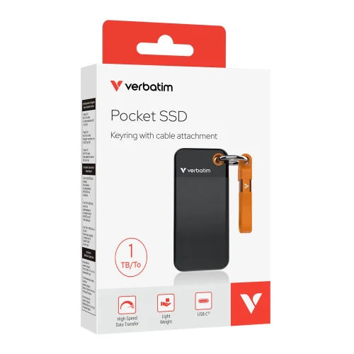 Внешний портативный SSD Verbatim Pocket, 1 ТБ, Black / Orange