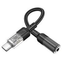 Adaptor Hoco LS37 Spirit, USB-C to 3.5 mm, Gri 3