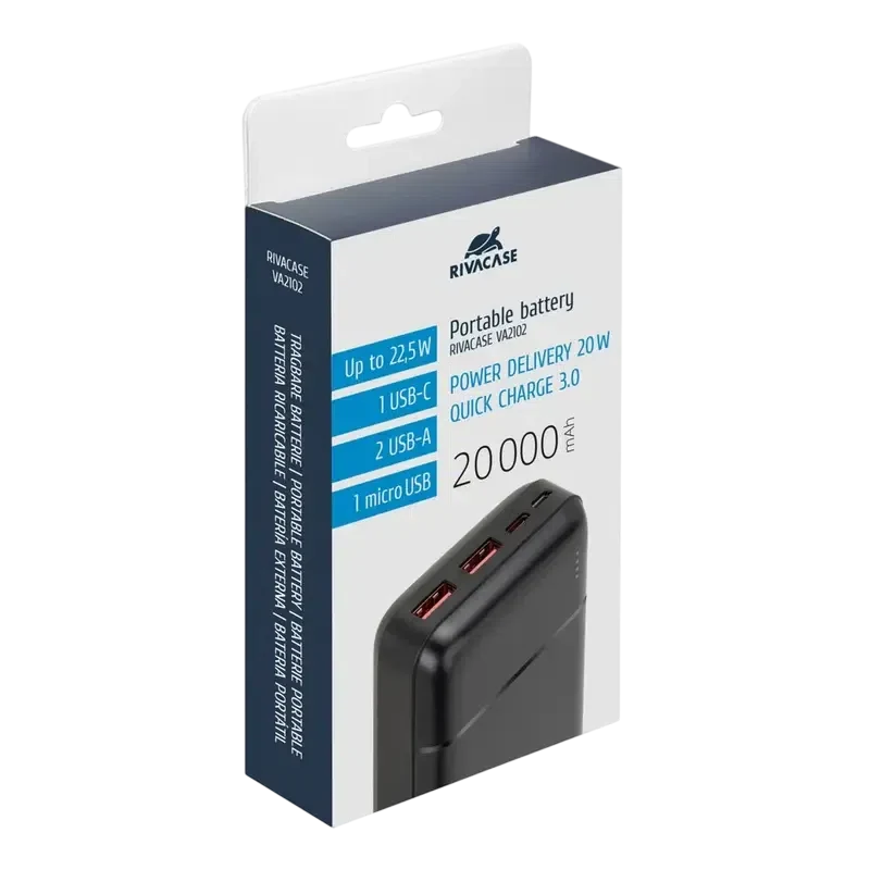 Портативный аккумулятор Rivacase VA2102, Black 12
