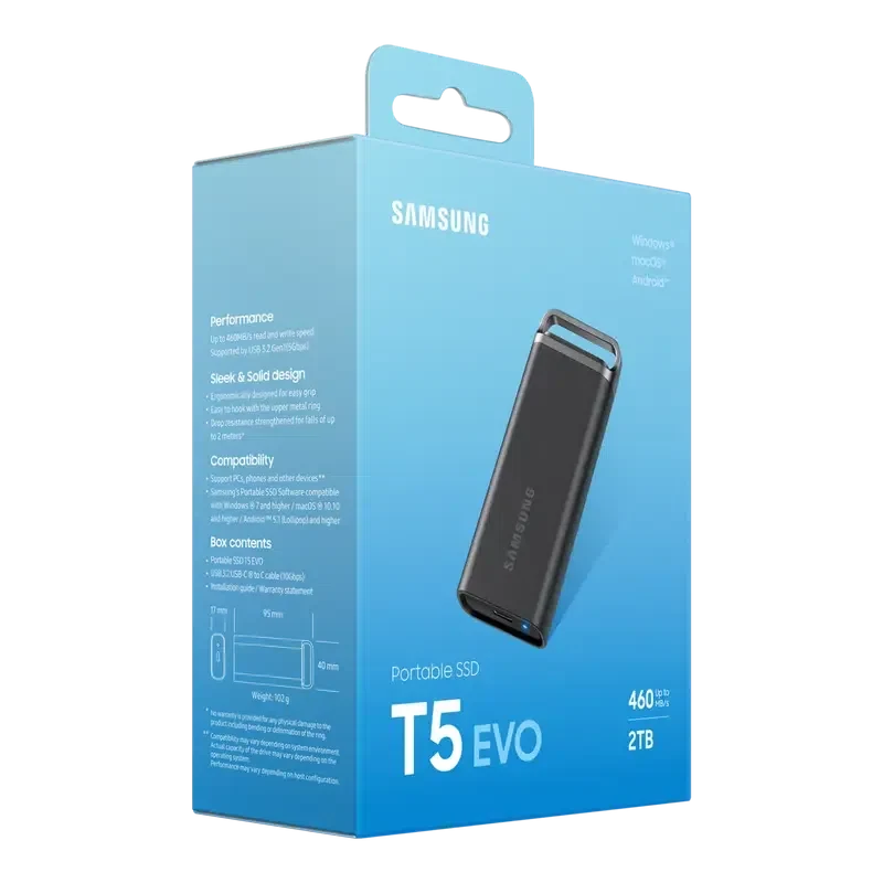 Внешний портативный SSD накопитель Samsung T5 EVO, 2 ТБ, Black 8