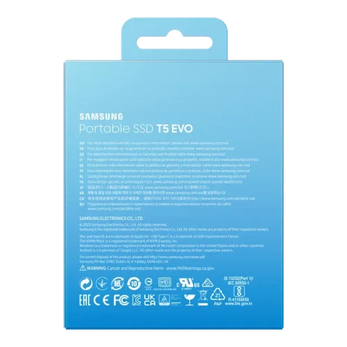 Внешний портативный SSD накопитель Samsung T5 EVO, 2 ТБ, Black