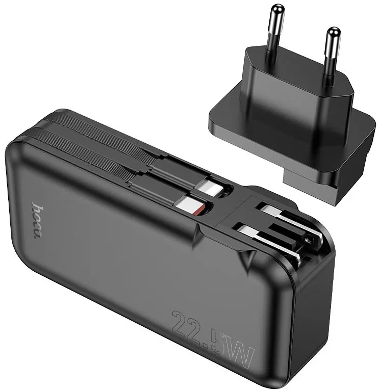 HOCO J126 Travel 22.5W fully compatible power bank with cable(US/EU)(10000mAh) Black 2